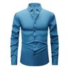 Men's White Four-Way Stretch Wrinkle-Resistant Long Sleeve Shirt - Formal and Casual Plus Size