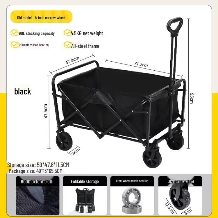 Foldable Outdoor Camping & Picnic Stroller with Large Handle
