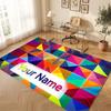 Neon Colorful Theme Crystal Velvet Floor Rug Personalized Custom Name Text Warm Carpet Home Decoration