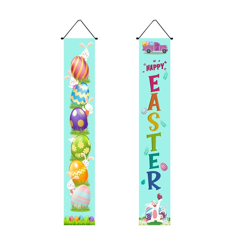 Porch Easter Sign Couplet Banner Party Decoration Egg Bunny Door Holiday Hanging