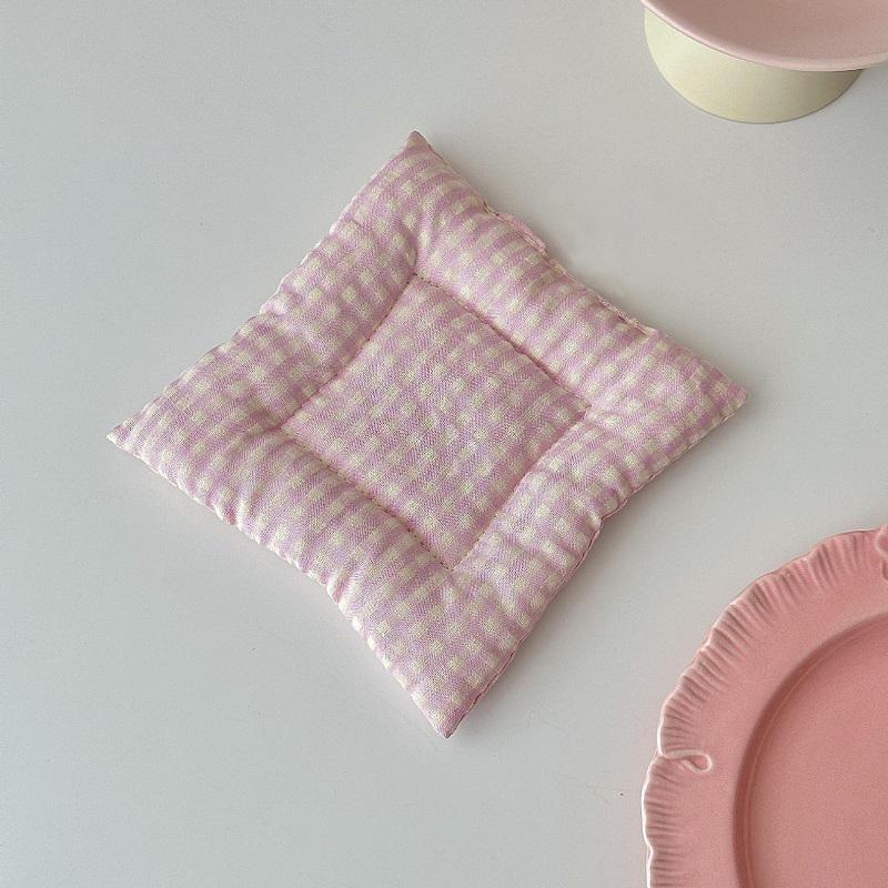 1PC Table Mat Placemat Dining Table Kitchen Heat Resistant Cup Mat Homemade Cotton Cup Mat Fabric Photography Props 15x15cm