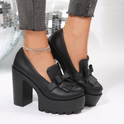 Ein Fuß Vielseitig Dicke Sohle Tiefer Ausschnitt Nicht Ermüdend Loafer Modisch Neue Hohe Absätze Wasserdicht Plateau Damen Einzelschuhe