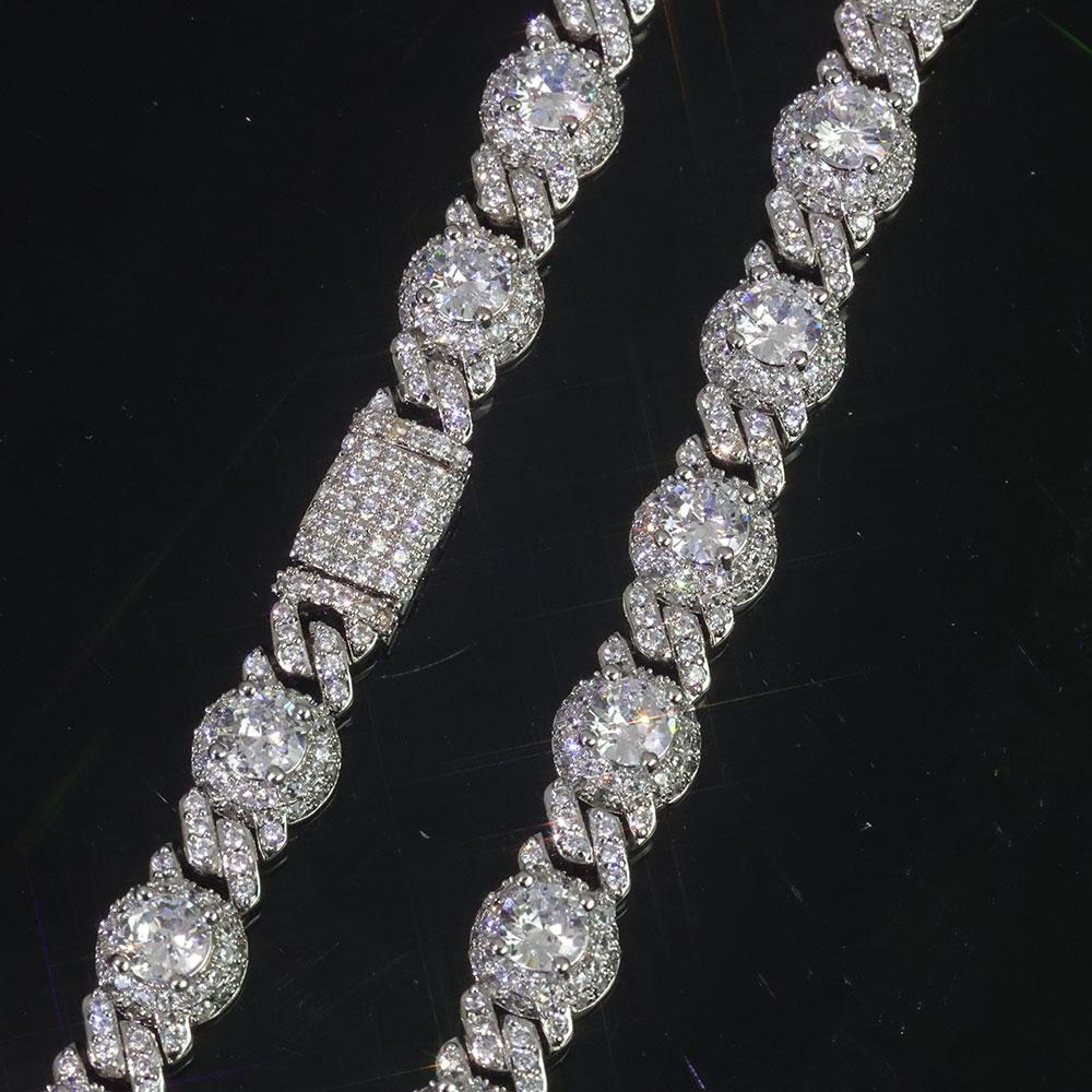 NY Ice Diamond Round Beads 7.5mm Cuban Chain Diamond Cubic Zirconia Cuban Necklace Hip Hop Style Women's Necklace