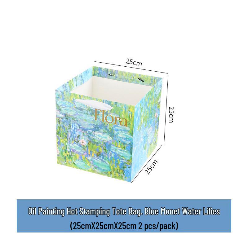 Creative Oil Painting Wedding Gift Bag - Handheld White Card Souvenir Bag
