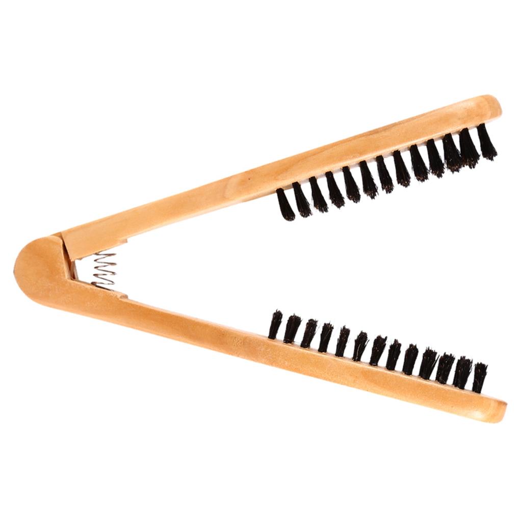 Double Brushes Comb, Wooden Hairdressing Comb V Shaped Splint Comb Styling Tools Anti Static Hair Straightener Tool for Straightening Hair