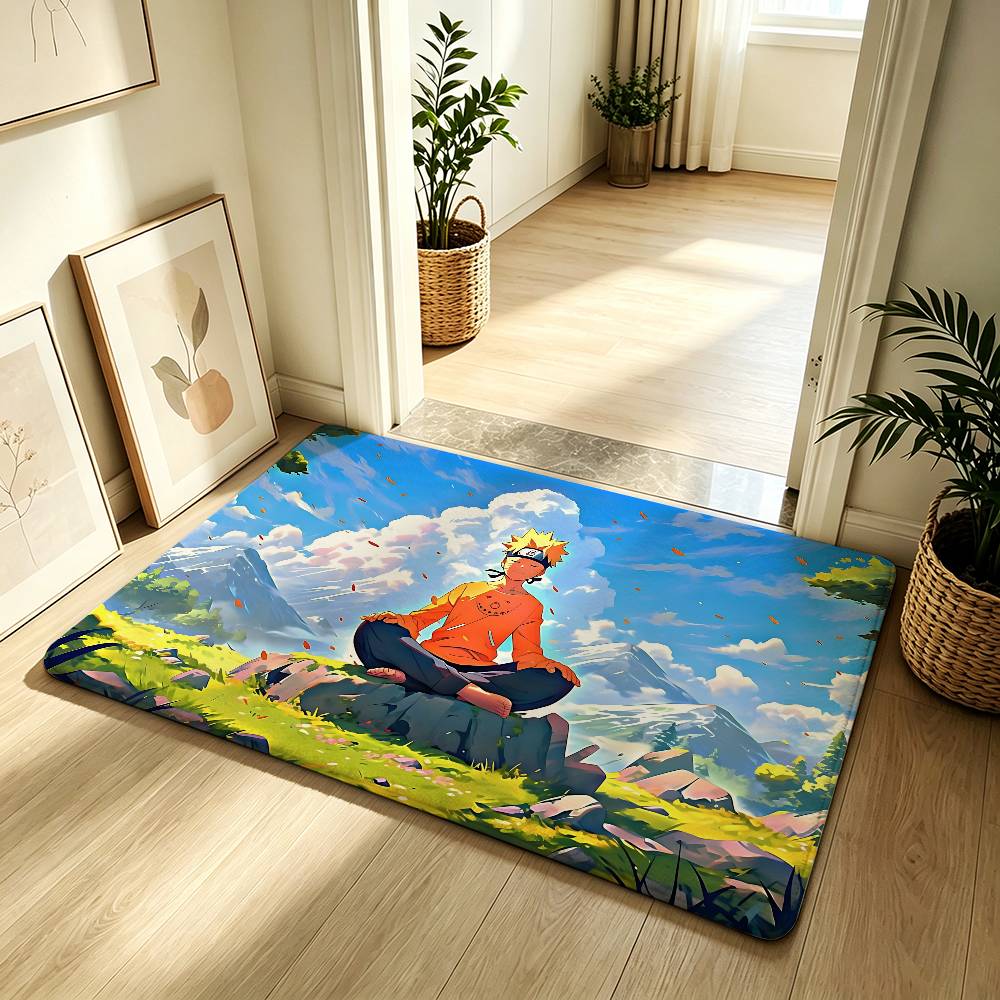Anime N-Naruto Cool Carpet Bathroom Anti-slip Mat Door Mat Home Decoration Mat Entrance Door Mat Scratch-resistant Door Mat
