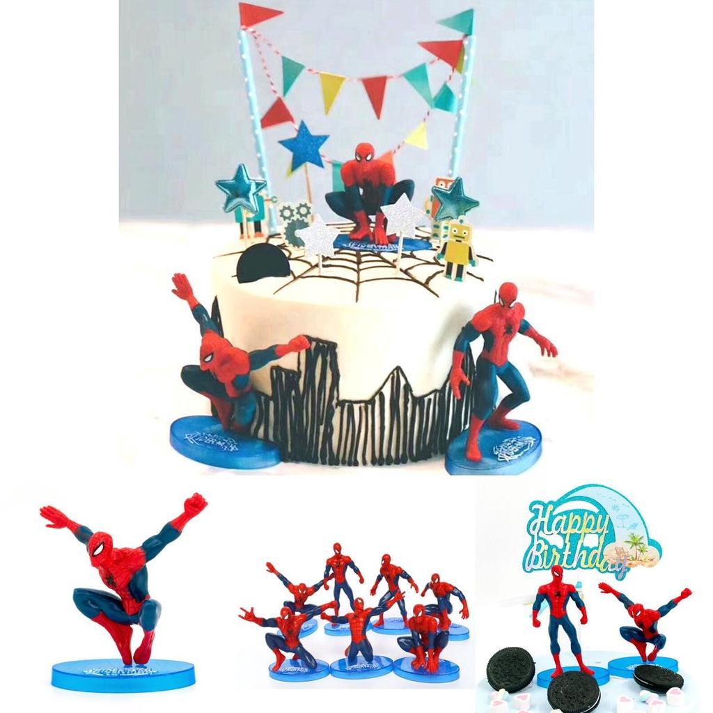 7pcs Mini Spiderman Figures Pvc Miniatures Desktop Cake Topper Decoation