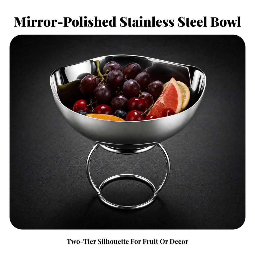 Stainless Steel Fruit Bowl Modern for Kitchen Counter, Entertaining Areas