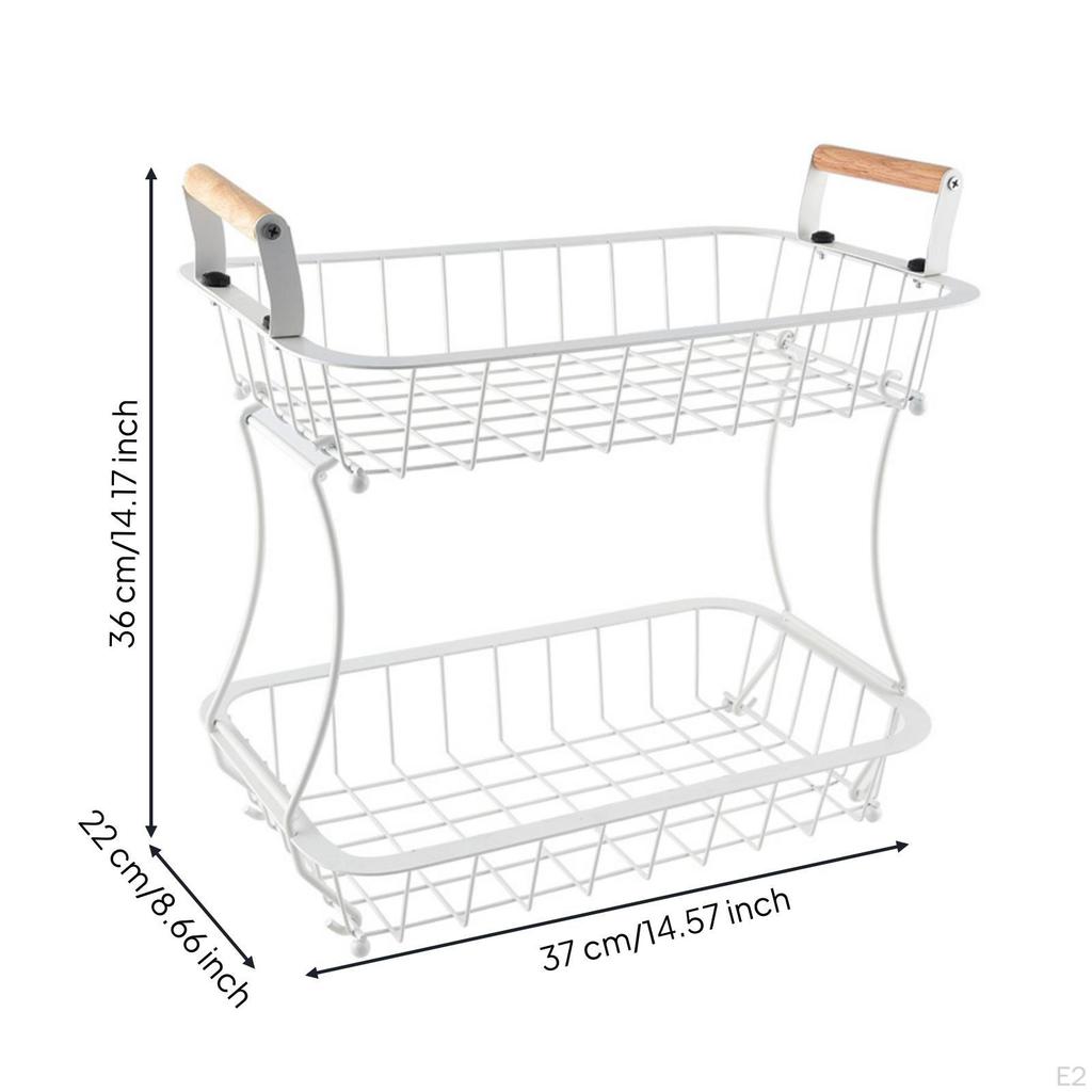 Two-Tier Basket Metal Wire Tabletop Organizer Desktop for Pantry, Dining Table