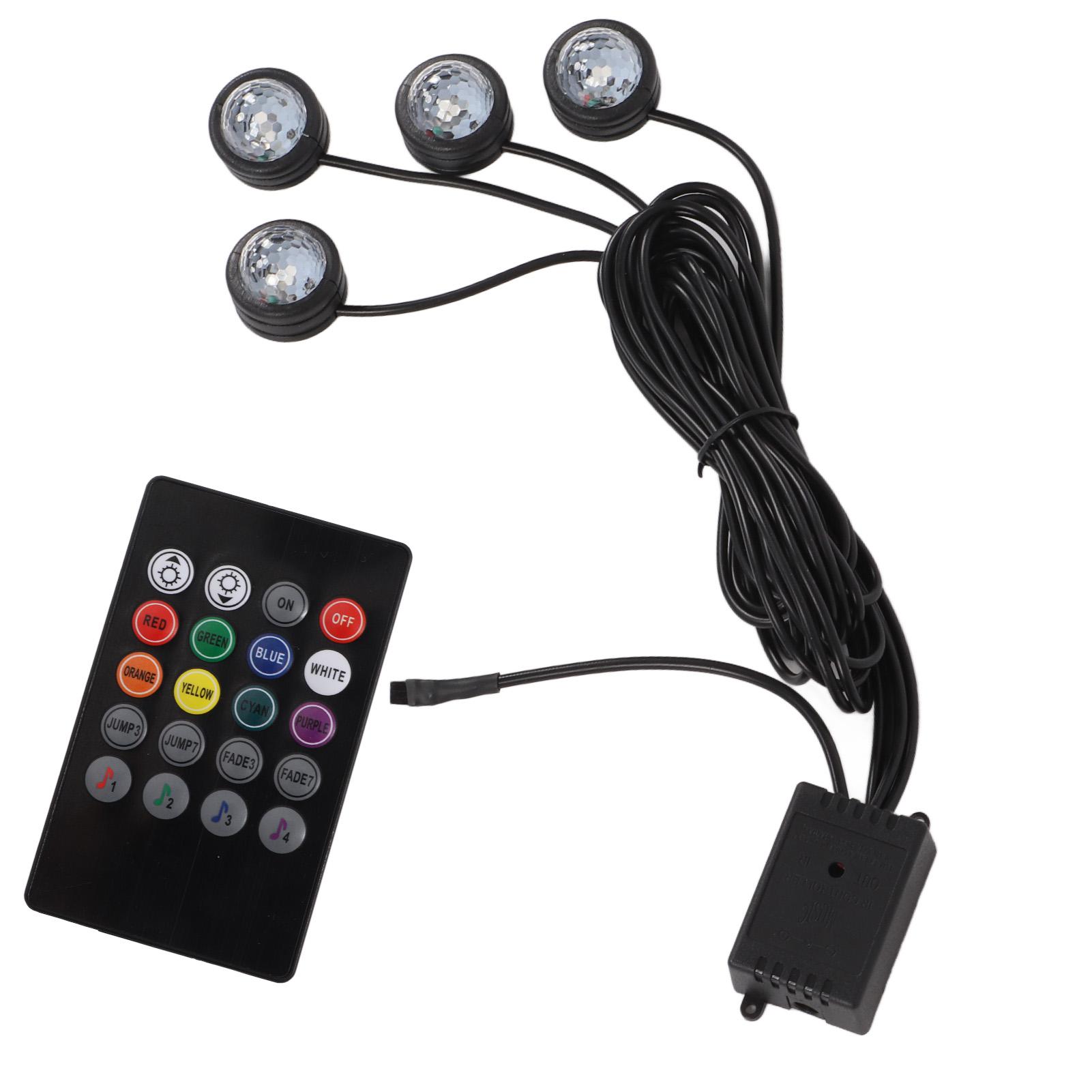 

Автомобильная подсветка салона для ног RGB 7 цветов, радиочастотный пульт, управление звуком для домашней вечеринки