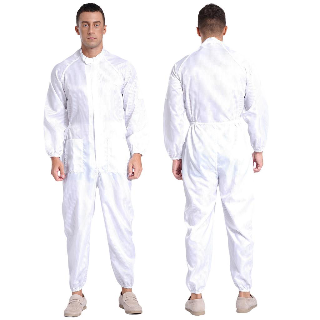 Stand Collar Front Zip Jumpsuit M-5XL - Mens Adults Anti-static Dustproof Full-body Coveralls for Workshop Worker