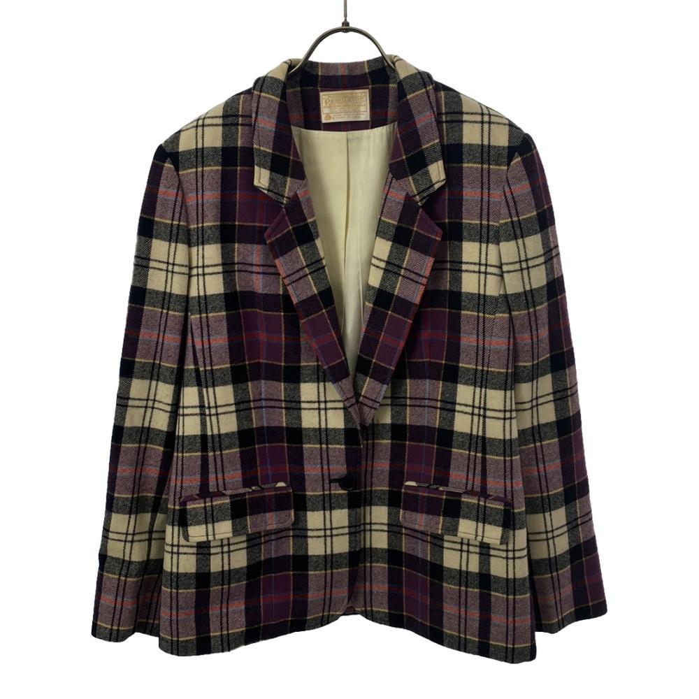 

PENDLETON 70-е годы Сделано в США, 100% шерсть, винтажный пиджак приталенного кроя в клетку Женский Б/У