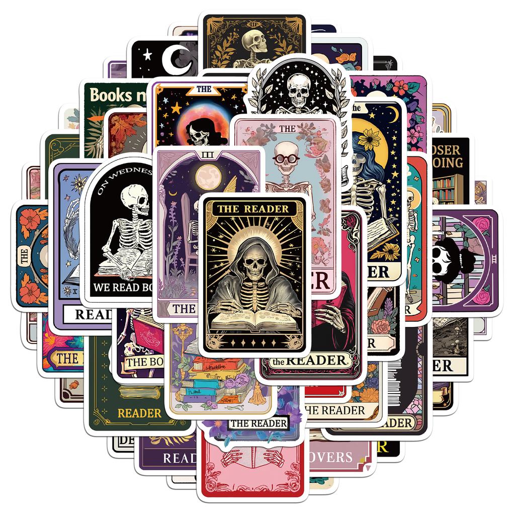 50PCS The Reader Dusty Tarot Card Stickers Exquisite Handbooks Phone Case Laptop Luggage Waterproof Stickers
