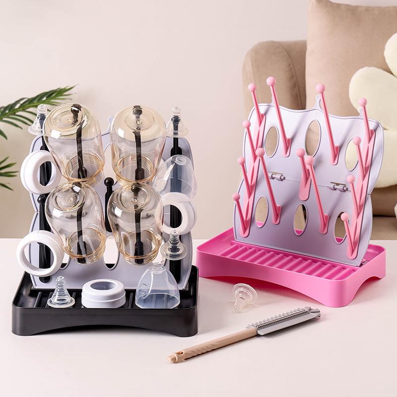 Foldable Dustproof Drying Rack for Baby Bottles and Cups