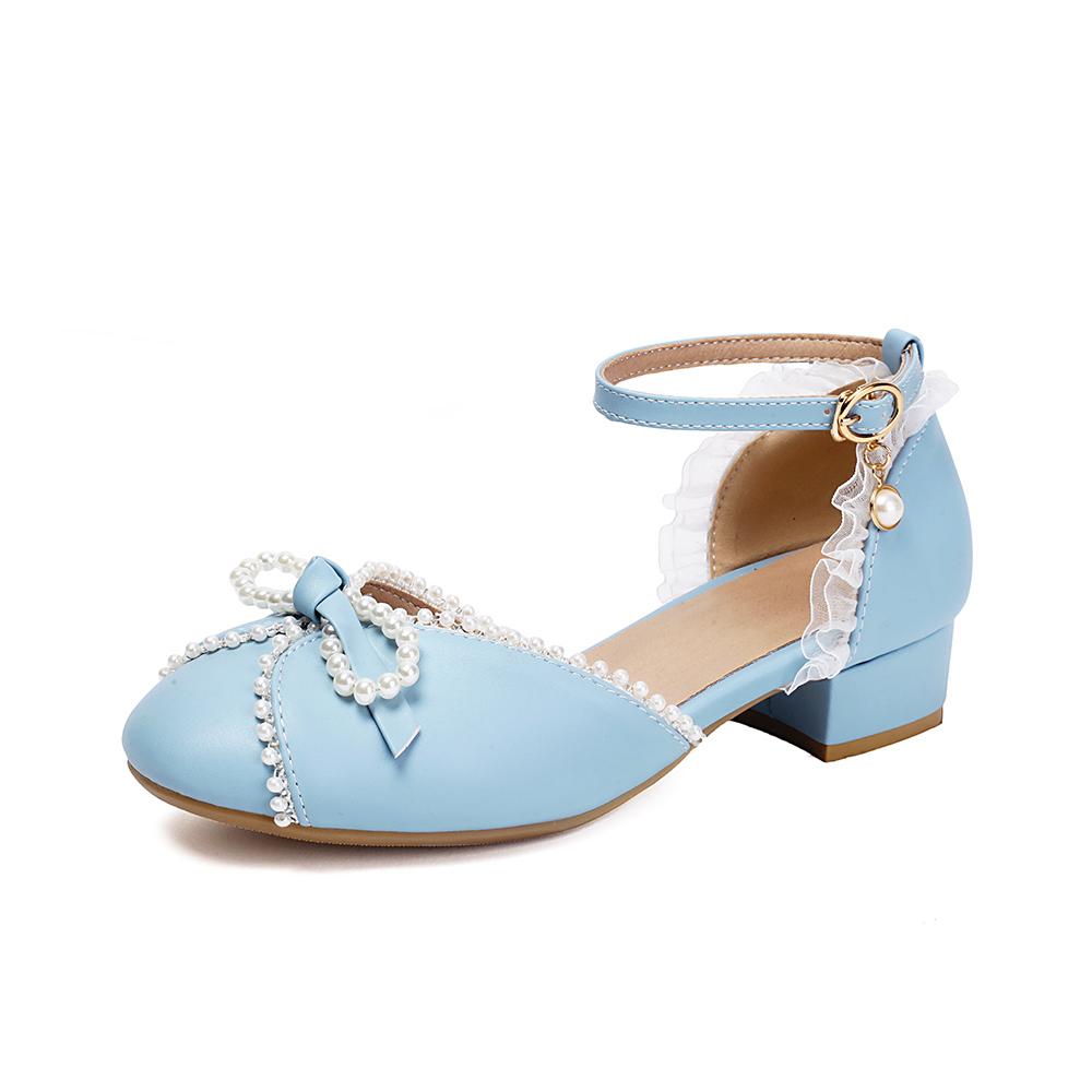 Weiß Blau Damen Sandalen Niedriger Absatz Kleine Große Größe 31 48