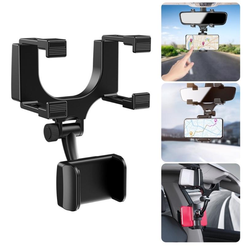 Universal Rearview Mirror Mount Phone Holder 360 Degree Rotating Rearview Mirror Phone Mount for Convenient Navigation