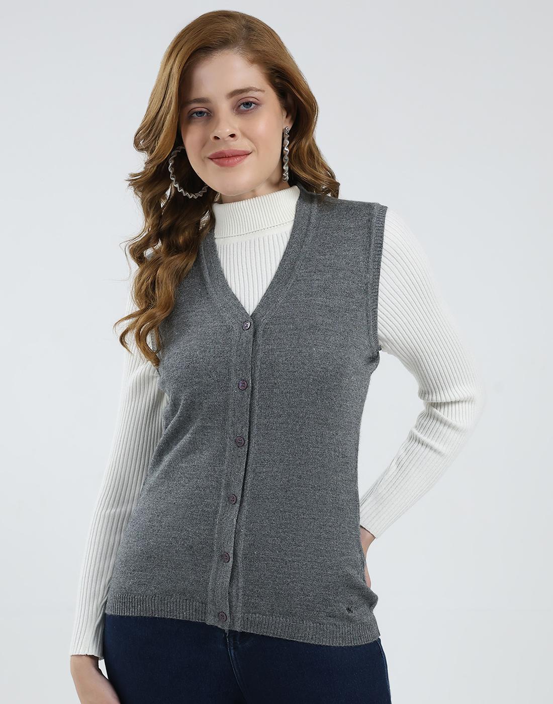 

Monte Carlo Women s V Neck Sleeveless Cardigan L серый