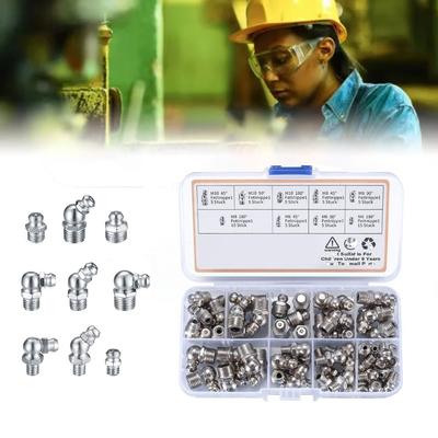 60pcs High Quality Butter Mouth Grease Fitting Metric System Metal Grease Nipple Set  Automobile