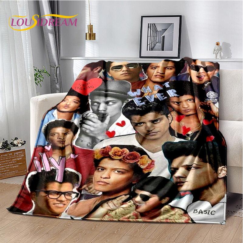 3D HD Bruno Mars Sänger Star Weiche Plüschdecke, Flanelldecke Überwurfdecke für Wohnzimmer Schlafzimmer Bett Sofa Picknick Abdeckung Kinder