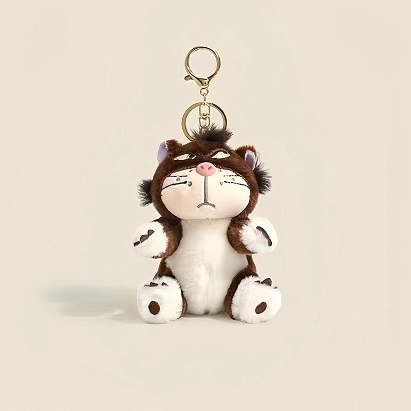 Non-Toxic Funny Lucifer Cat Keychain Plush Pendant Creative Cross-Eyed Kitten Bag Pendant Doll Small Doll 12Cm