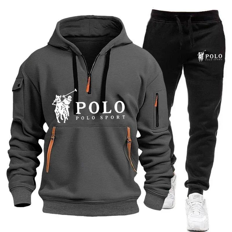 Completo da golf da uomo autunno e inverno + abbigliamento sportivo da esterno elegante e confortevole e set di pantaloni a due pezzi