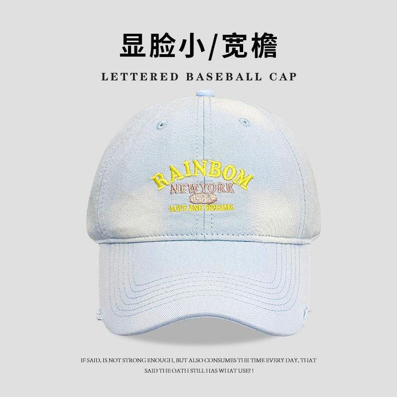 

Letter Embroidery Soft Top Duckbill Cap Women 2026 Versatile Head Circumference Highlighting Face Small Baseball Wide Brim Hat Adjustable One Size светло-синий