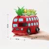 Vintage Double-Decker Bus Resin Planter for Succulents Gardens  Home Office Decor with Drainage Hole Creative Retro Red Planters
