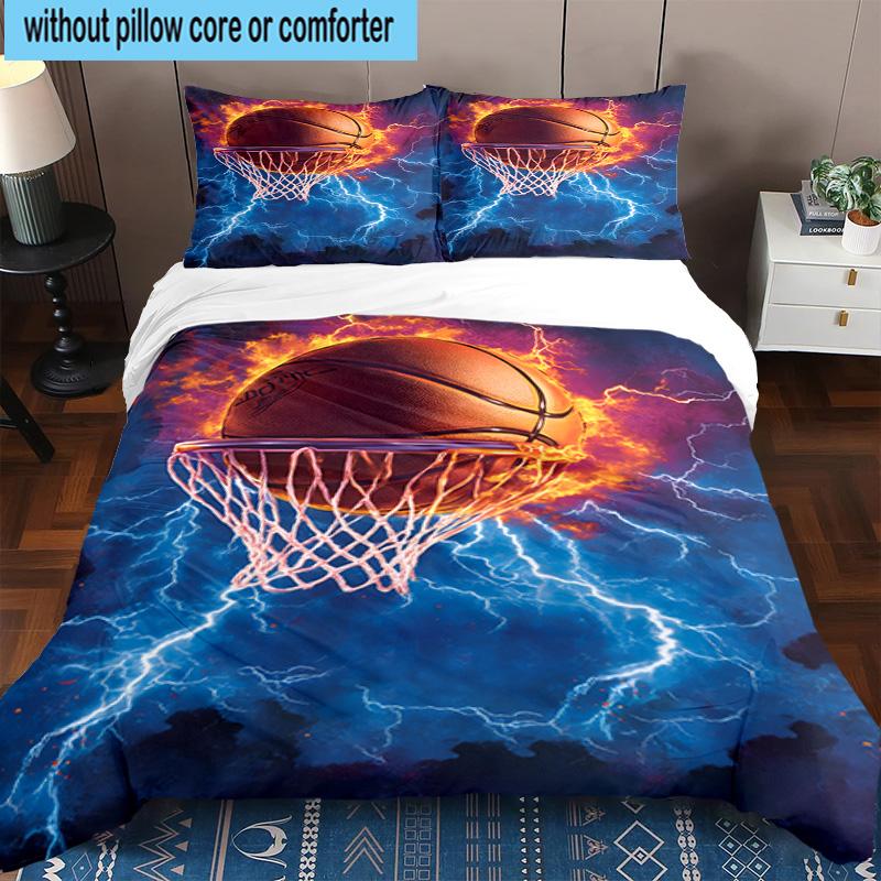 3PCS Basketball Crown Fire Sport 3pcs Bedding,Including 3PCS Duvet Cover And 2pcs Pillowcases Perfect for Christmas,Ideal for Bedroom, Dormitory
