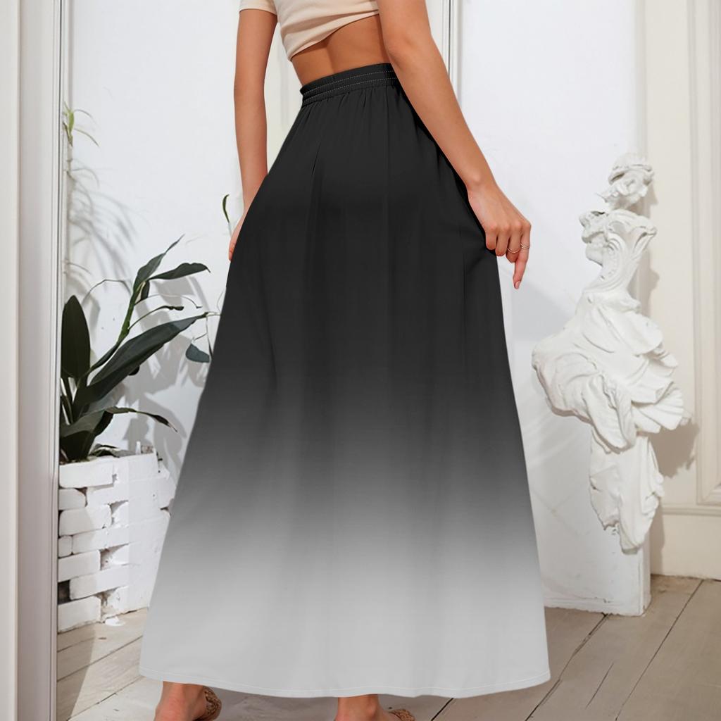 Dámské splývavé maxi sukně s volánkovým lemem A Line Elastický pas Elegantní vrstvené Boho dlouhé sukně