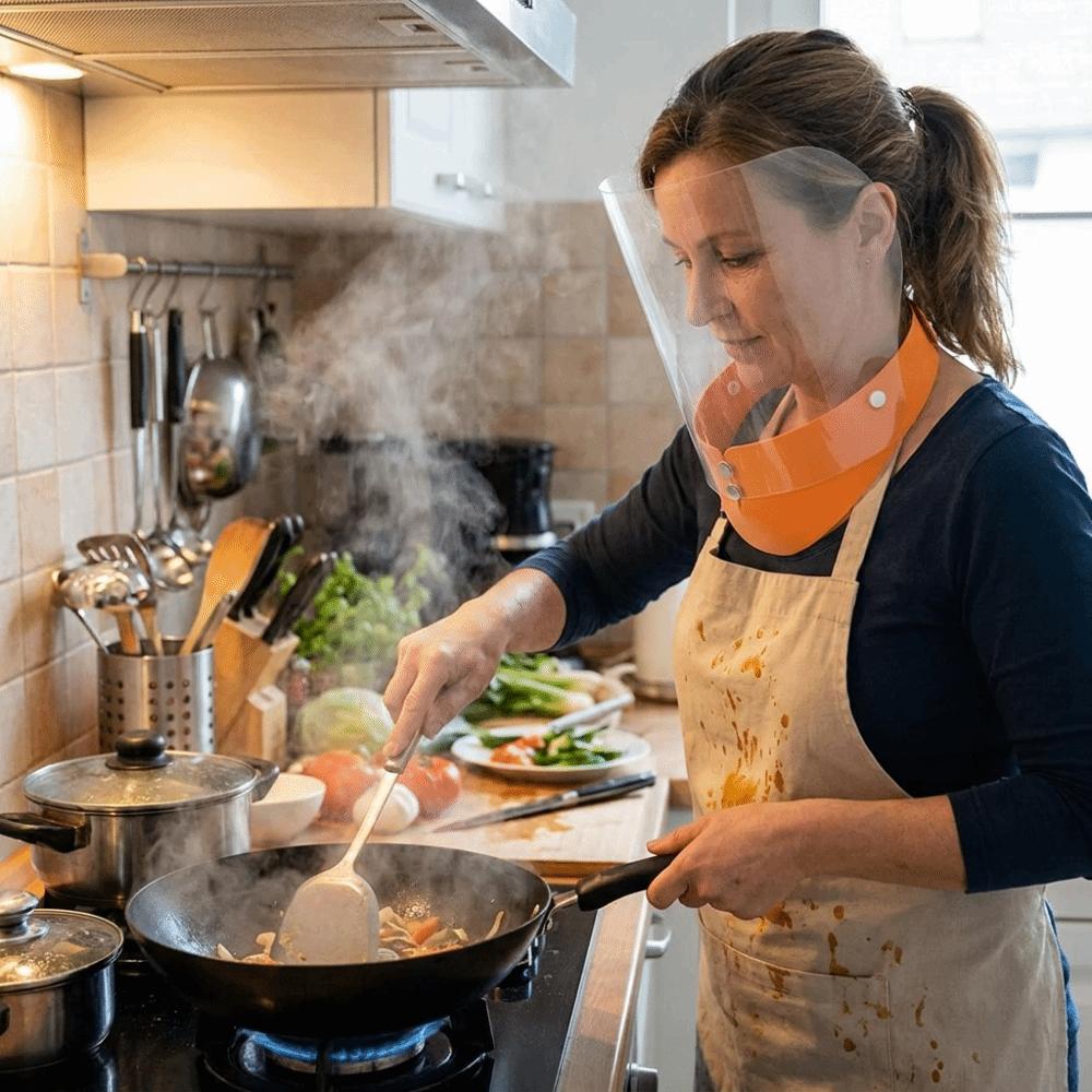Ultra-Transparent Lens Full Face Cooking Shield Lightweight Structure Smooth Surface Kitchen Protective Visor Obstructed Vision
