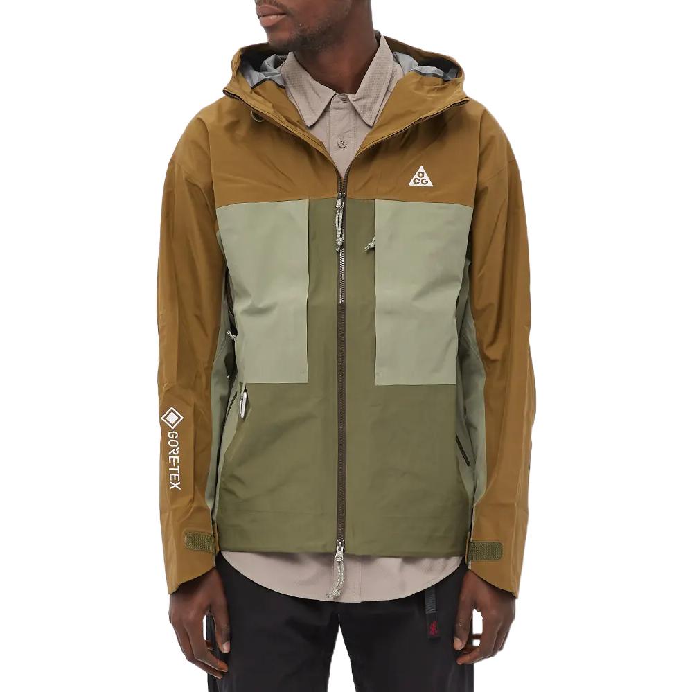 Nike Misery Ridge Gore-Tex Jacket With Colorblock Print And Zip Hood Men Jacket Brown CV0634-242