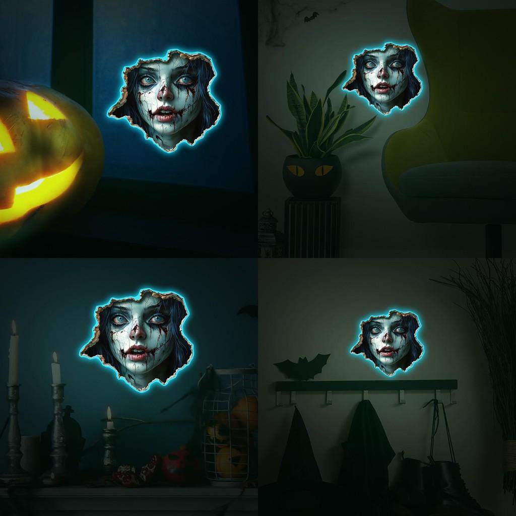 Noctilucent Horror Halloween Girl Face Pattern Home Walls Decoration Stickers