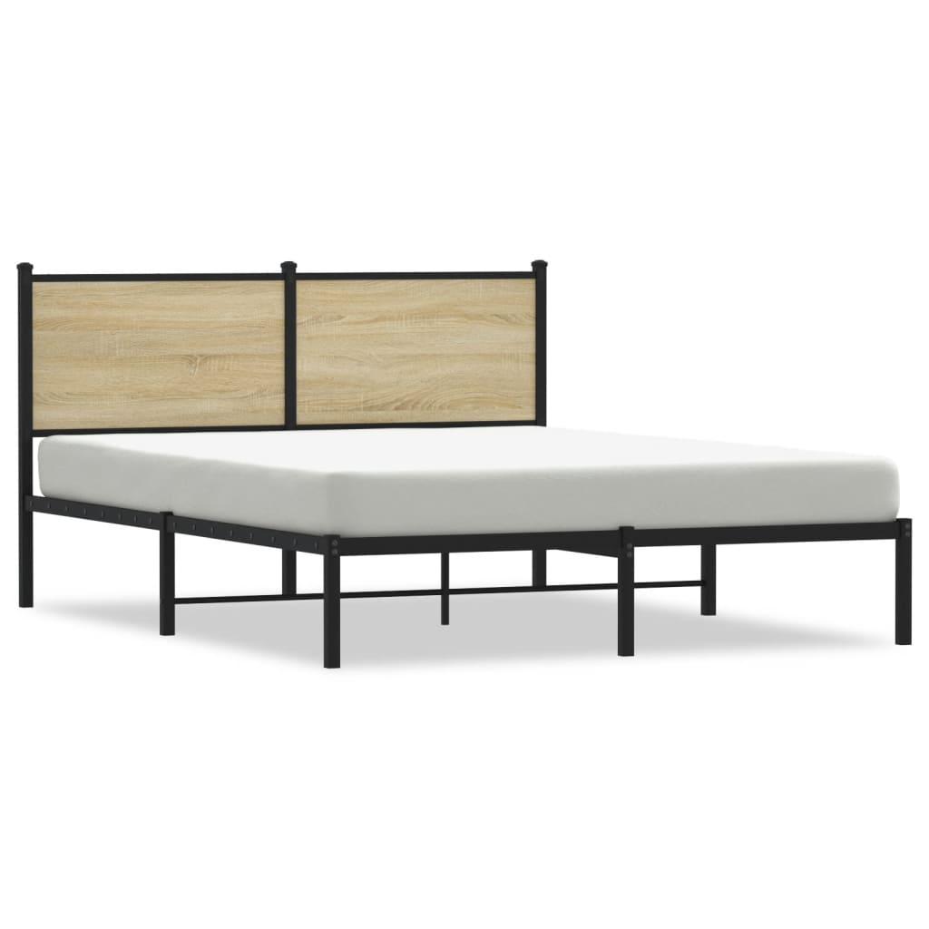 Vidaxl Metalowa Rama Łóżka, Bez Materaca, Dąb Sonoma, 140X200 Cm