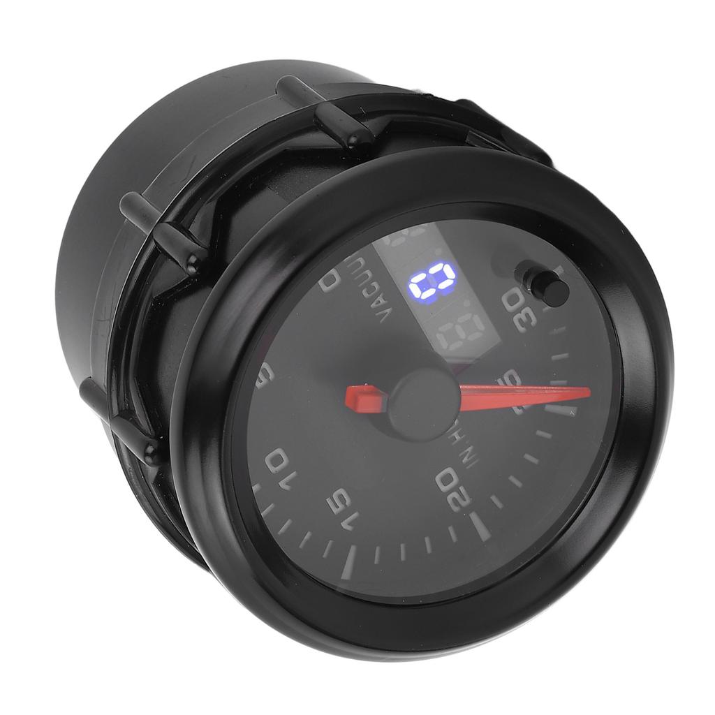 52mm Vacuum Gauge DC Pointer Digital Display 0 To 30 IN.HG Automotive Vacuum Meter Kit for All DC12V Vehicles