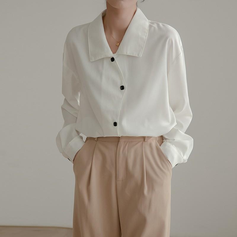 

Женская белая шикарная рубашка с длинным рукавом NVYIS2025 - Дизайн высокого класса для весны M белый