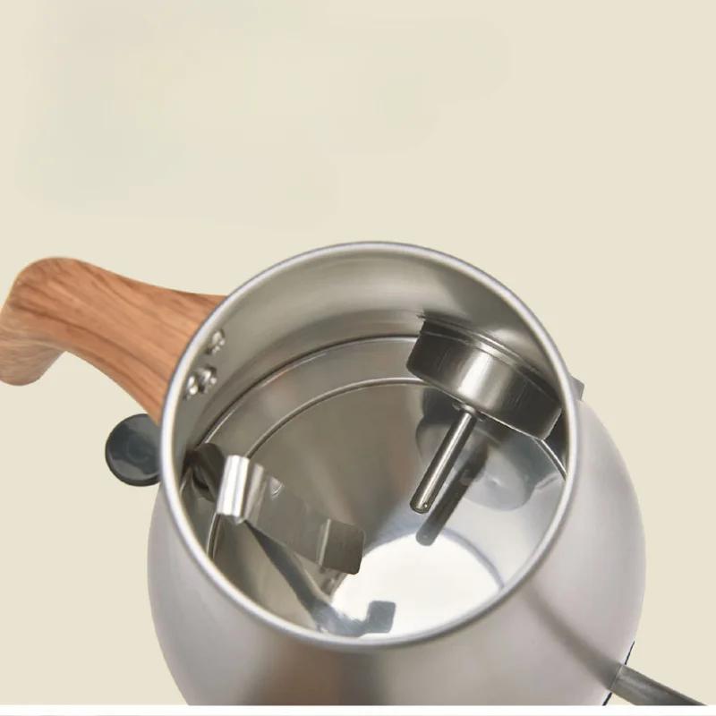 Stainless Steel Electric Hand Brewed Coffee Pot Fine Mouthed Gooseneck Temperature Controlled Coffee Thermos Electric Kettle