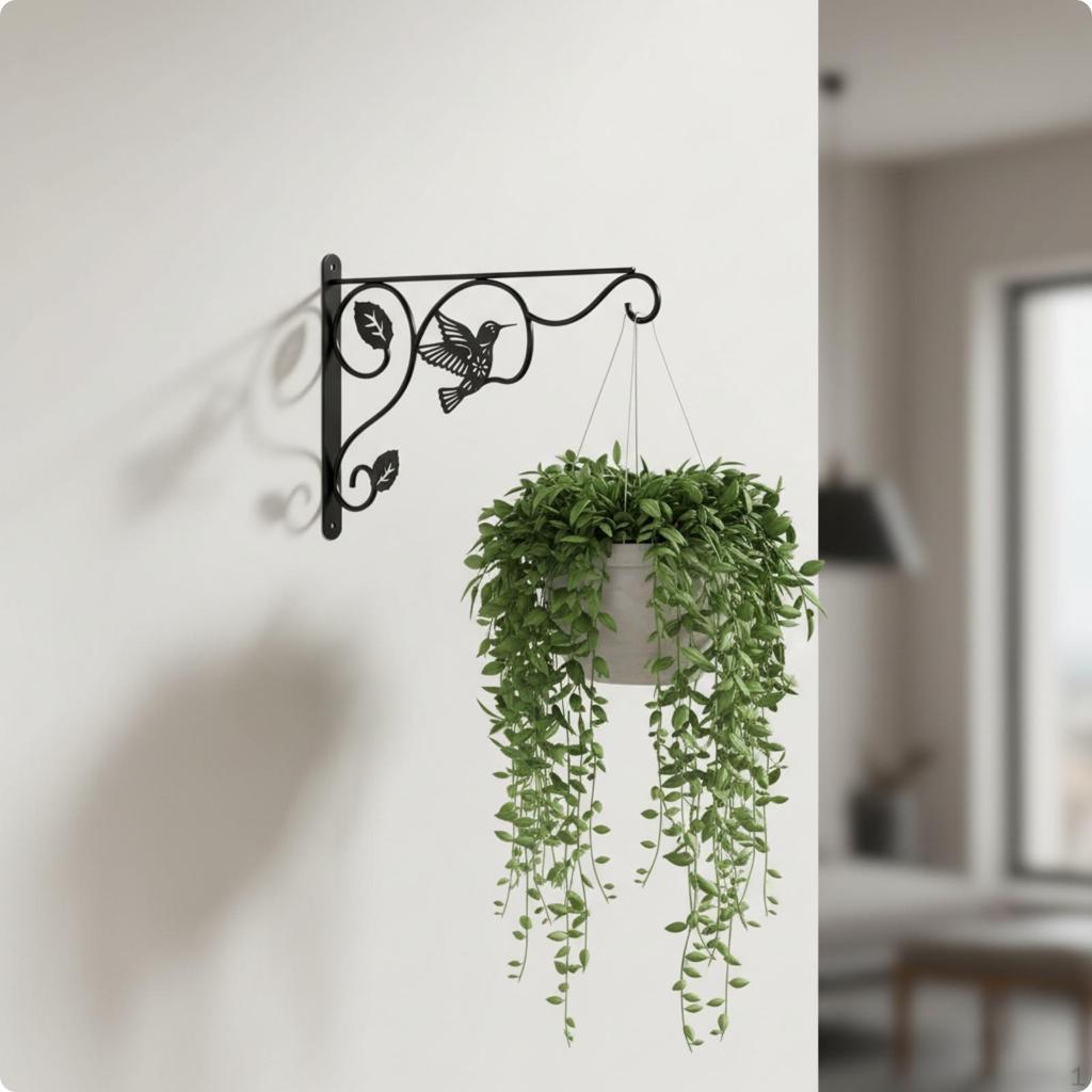 Hanging Plant Bracket with Hummingbird Pattern Sturdy Wall Hook Stylish