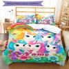 3PC Custom Name Rainbow Unicorns Fantasy Bedding Set Printed Bedding Set Duvet Cover Closure Includes 1 Duvet Cover & 2 Pillowcases for All Seasons Be