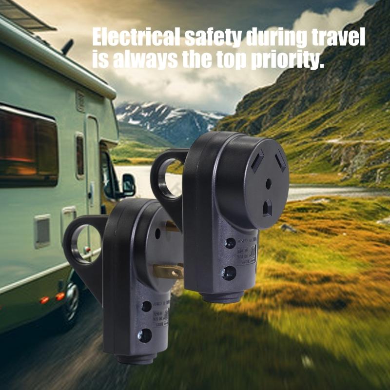 125V Rear Pull Rings Power Plugs Nylon Construction Secure Connection Electrical Connector for Campers & Trailers Use