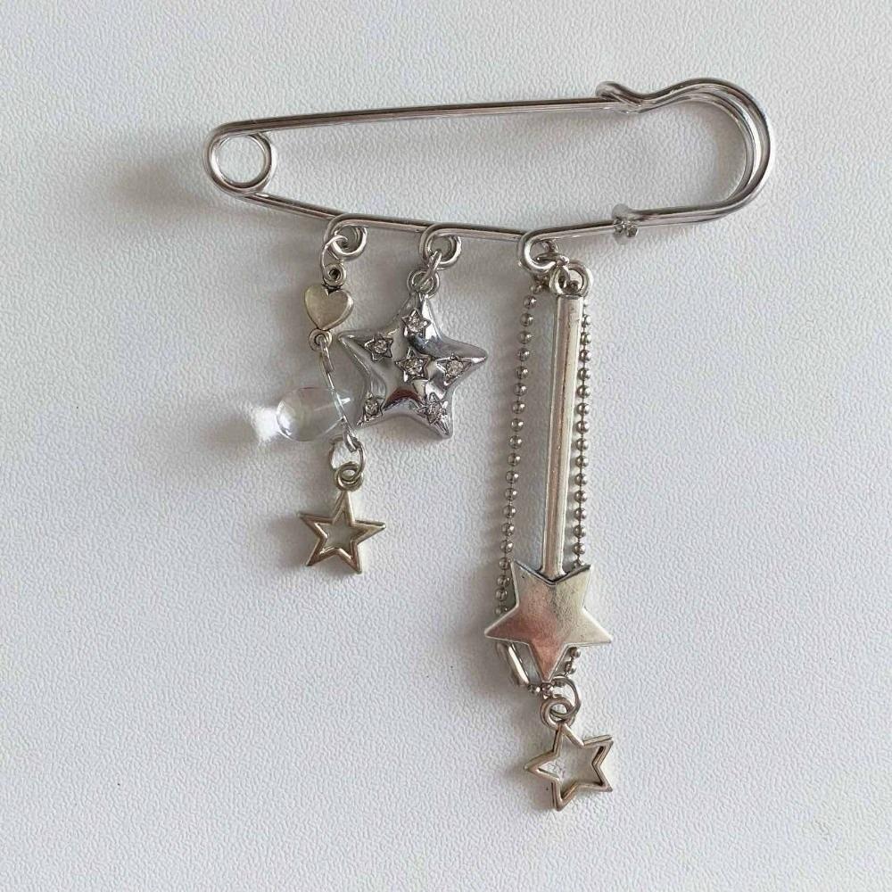 Rhinestone Beaded Bag Pins Bag Charm Beaded Brooch Fashion Outfit Star Brooch Clip Shirt Collar