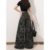 Small Loose Straight Wide Leg Draped Pants Female 2025 Summer American High Street Camouflage Workwear Denim