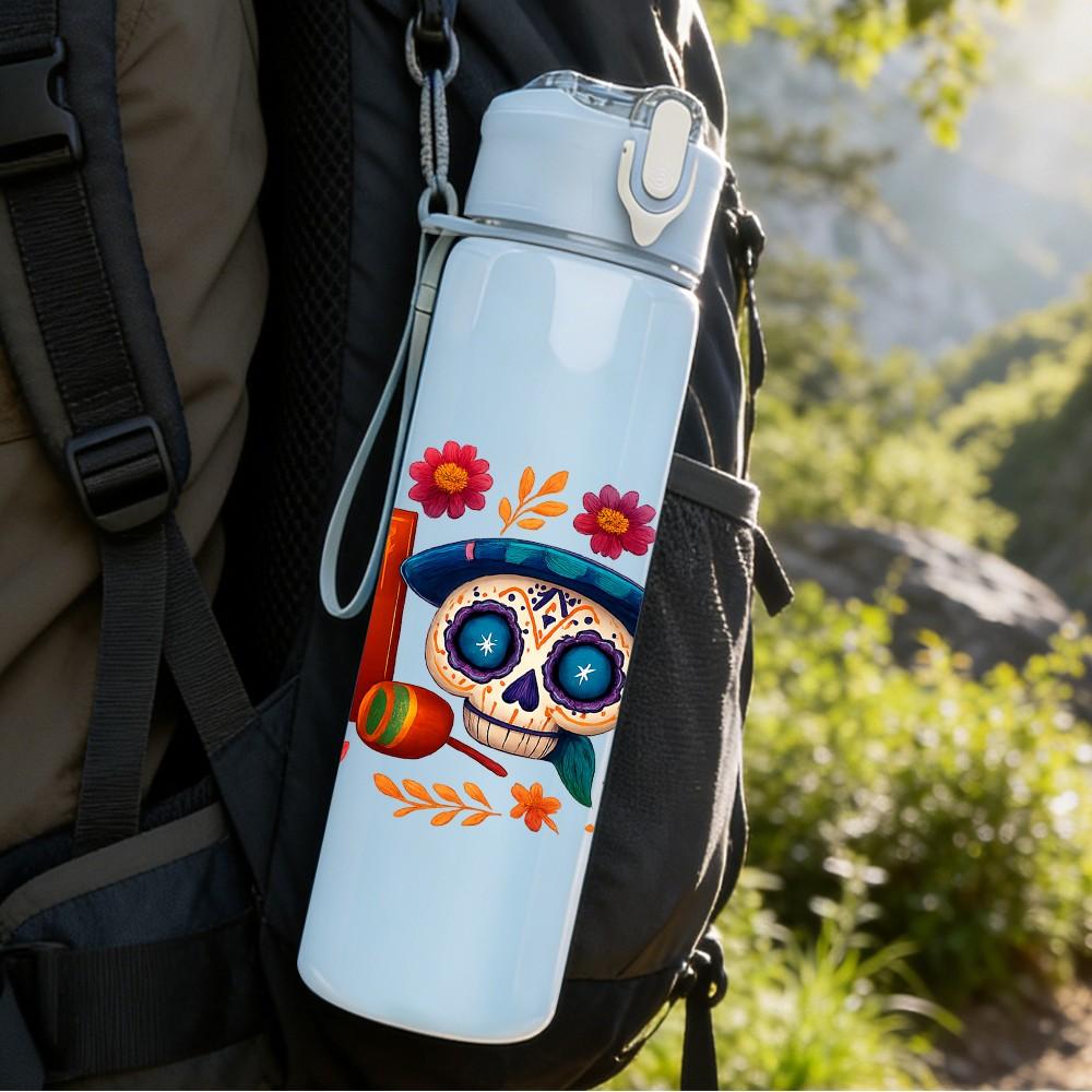 1PC Hola Colorful Letter Print 750ml Color Plastic Sports Water Bottle Leakproof Flip Straw Lid Suitable for Sports Office Home Use