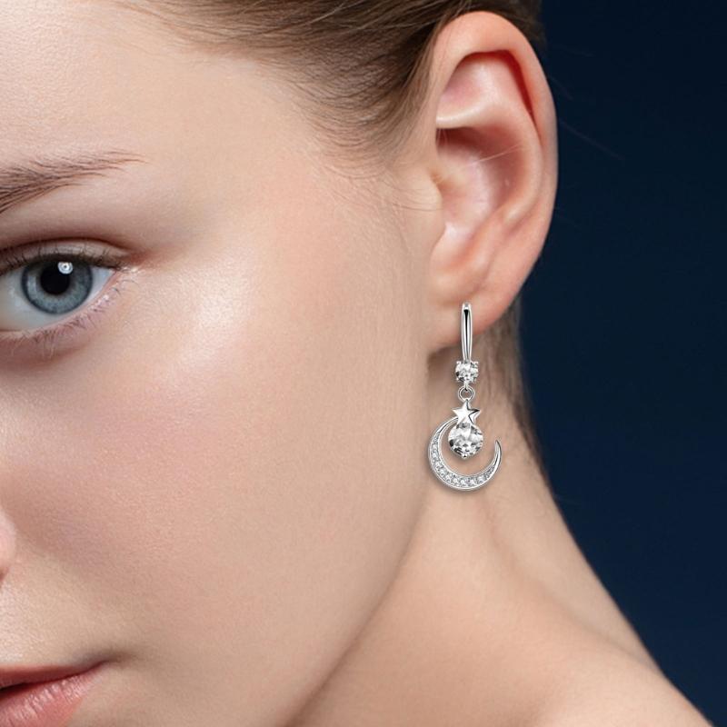 Drop Earrings Moon and Star Charm Earrings Girl Accessories Fashion Females Ear Jewelry Suitable for Party Daily Wear