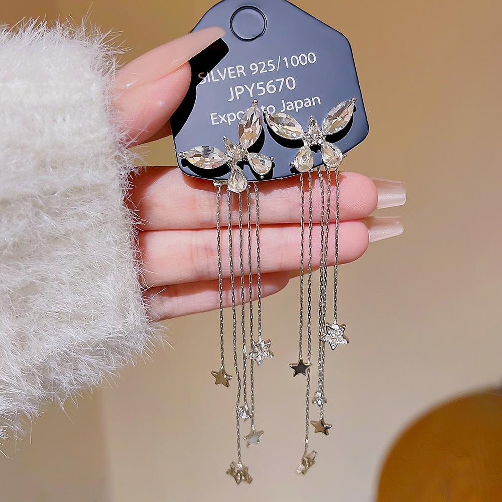 Bow Star Tassel Earrings Female New Two Earrings Joker Luxury High Sense Earrings Female.