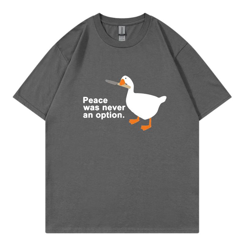 Peace Was Never An Option Kawaii Funny Print Women T Shirt Cool Street T-Shirt Soft Breathable Tee Clothes Vintage O-Neck Tshirt