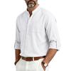 Men S Casual Loose Linen Stand Collar Long Sleeve Shirt