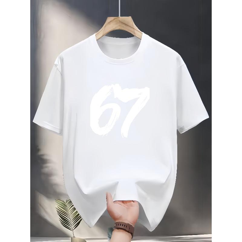 Men's Size 67 Round-neck T-shirt - Fashionable and Versatile Suitable for Daily Wear