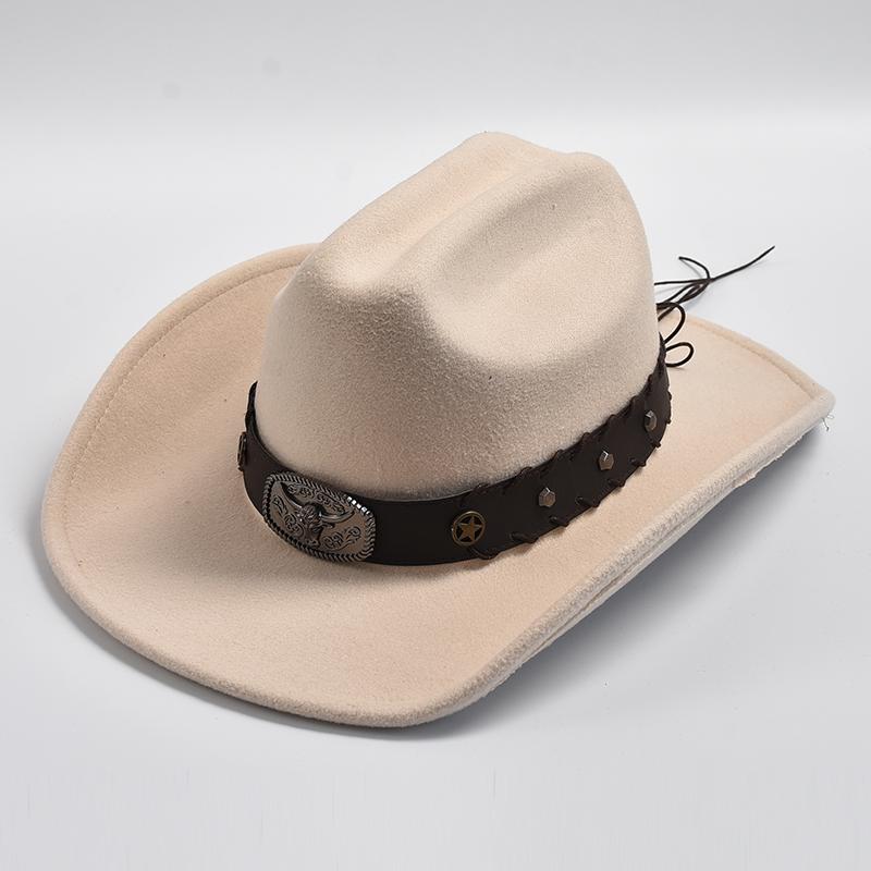 Western Cowboy Hat for Men Women Vintage Wide Brim Cowgirl Felt Hat Cloche Church Sombrero Hombre Caps