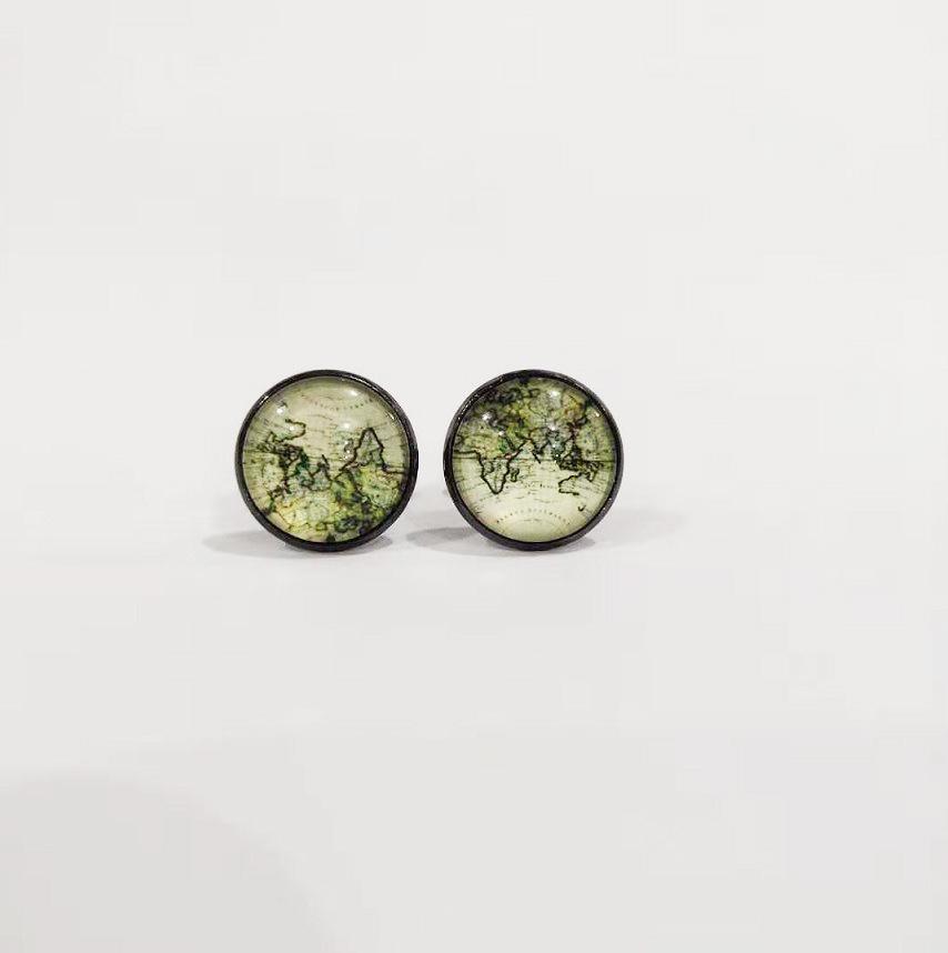 New European  American World Map Retro Cufflinks