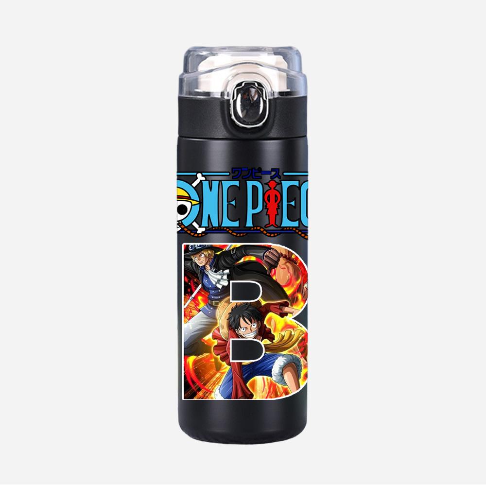 Anime Cartoon Printed Black Thermos Cup Portable Stainless Steel 400Ml Water Bottle Leak Proof Camping Water Cup Gift